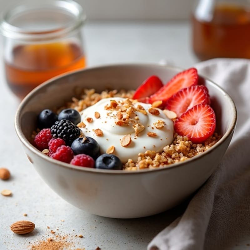 Cinnamon-Spiced Berry Quinoa Breakfast Bowl
