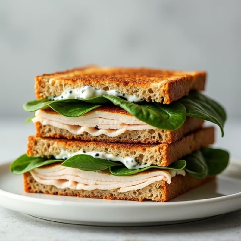 Stacked Turkey and Spinach Crispy Whole Grain Melt