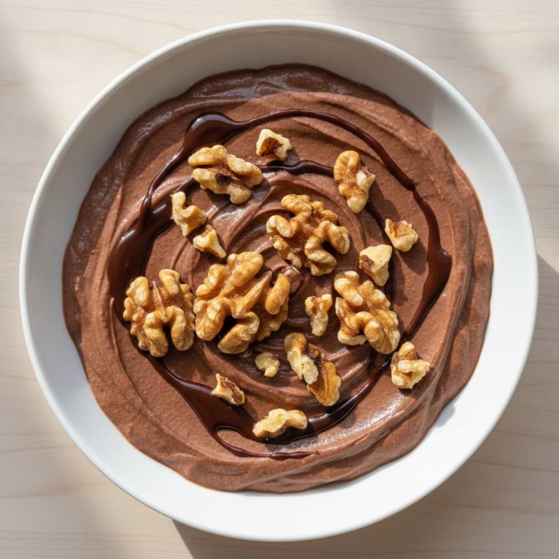 Silky Chocolate Protein Pudding with Toasted Walnuts