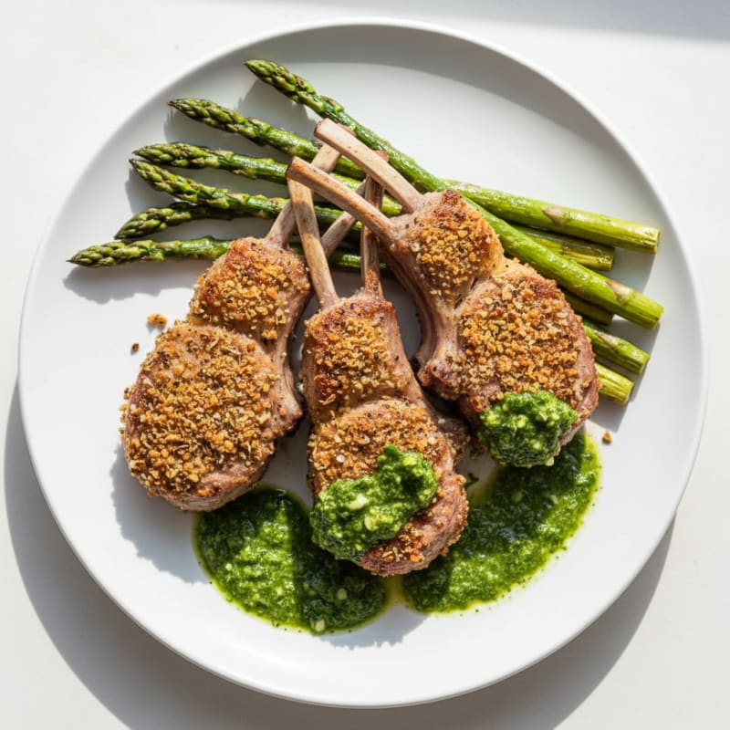 Tender Herb-Crusted Lamb Chops with Zesty Chimichurri