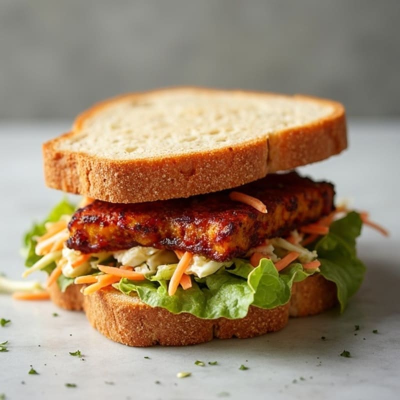 Smoky BBQ Tempeh Sandwich with Crunchy Slaw