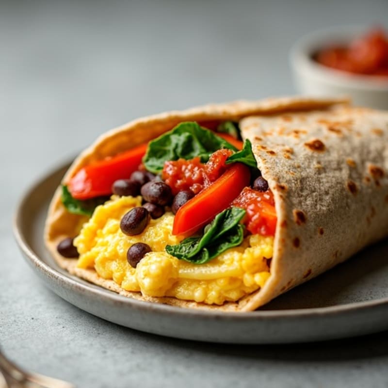 Protein-Packed Scrambled Egg and Veggie Whole Wheat Burrito