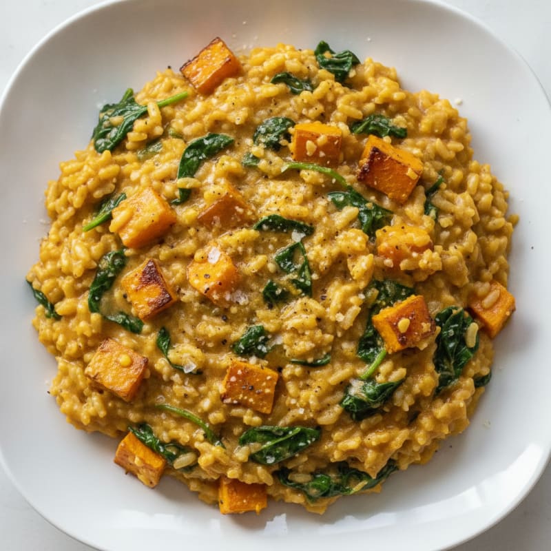 Roasted Pumpkin Spinach Risotto