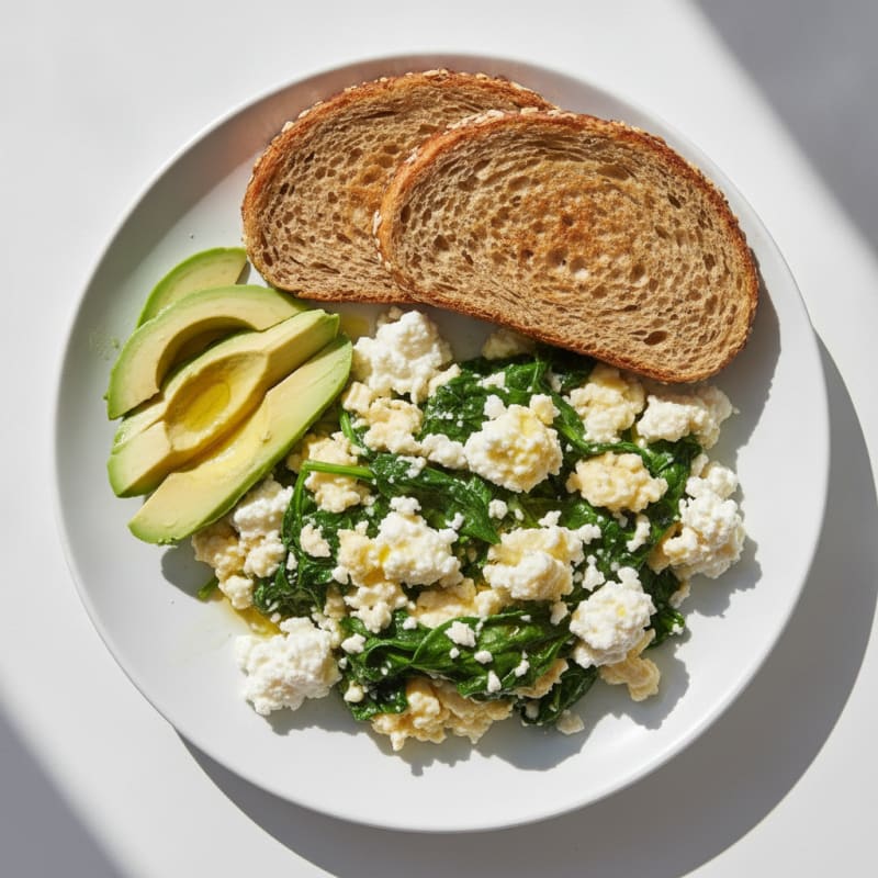 Egg White Scramble with Spinach and Cottage Cheese