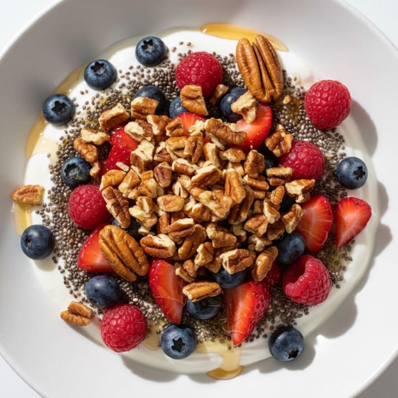 Creamy Greek Yogurt Parfait with Chia Seeds and Mixed Berries