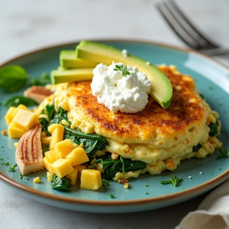 Egg White and Turkey Spinach Scramble with Cottage Cheese