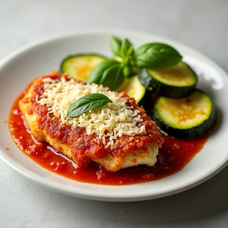 Crispy Baked Chicken Parmesan with Roasted Zucchini