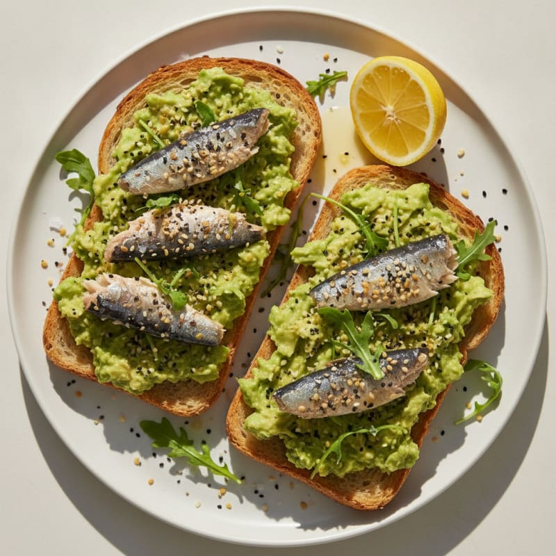 Sardine Avocado Toast with Everything Bagel Seasoning