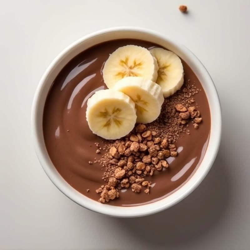 Chocolate Protein Pudding with Sliced Bananas