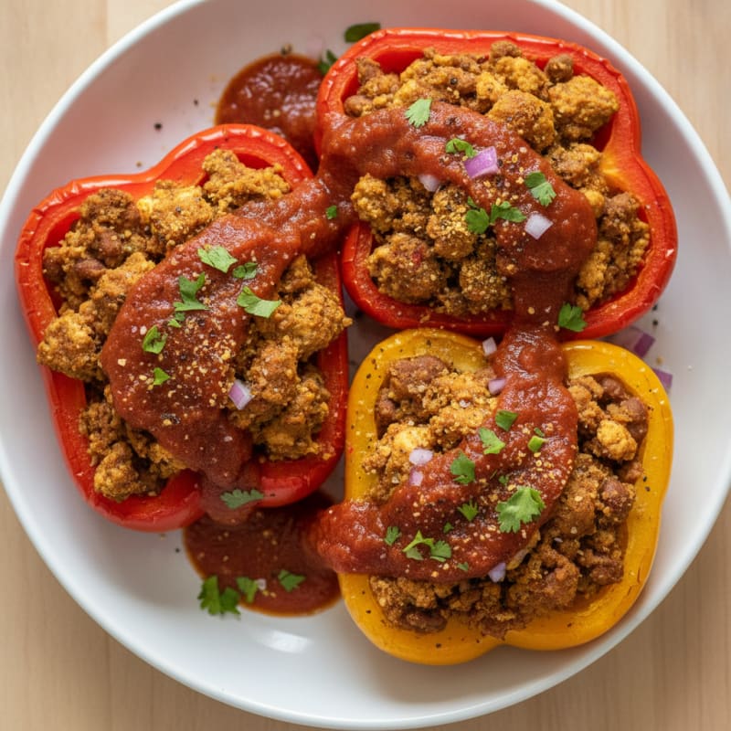 Refried Bean Tofu Bell Pepper Bake