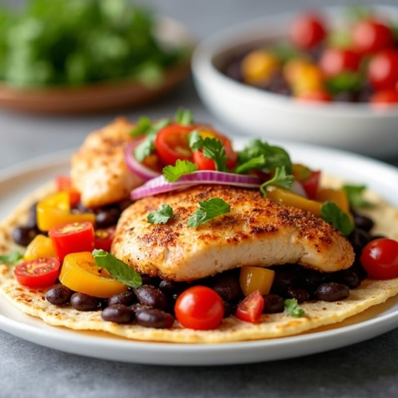 Sheet Pan Chicken and Black Bean Tortilla Bake