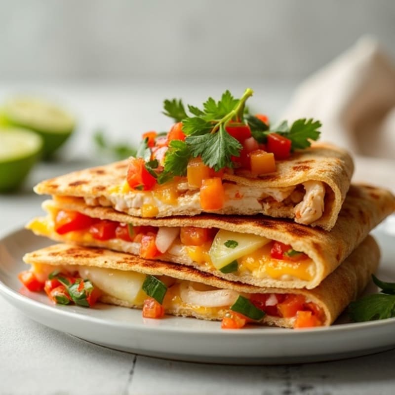 Grilled Chicken and Bell Pepper Quesadilla with Fresh Salsa