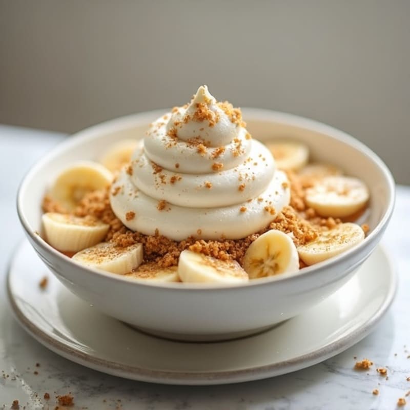 Creamy Peanut Butter Banana Protein Bowl with Whipped Greek Yogurt Topping