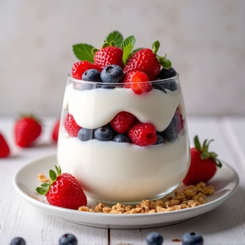 Greek Yogurt Protein Parfait with Mixed Berries