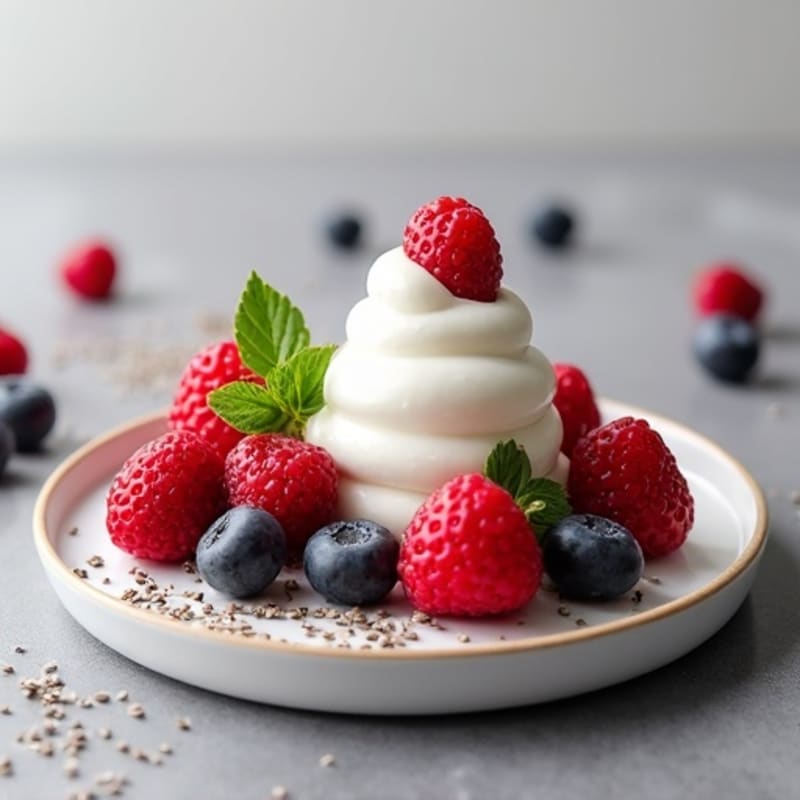 Greek Yogurt Protein Mousse with Mixed Berries