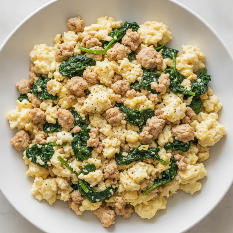 Sausage and Egg Scramble with Spinach