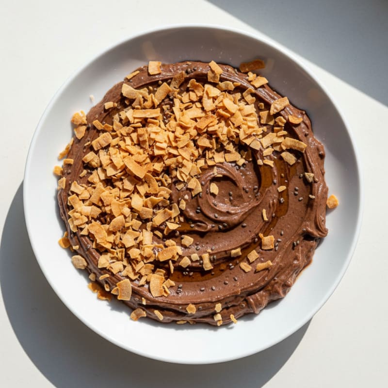 Silky Chocolate Protein Pudding with Toasted Coconut
