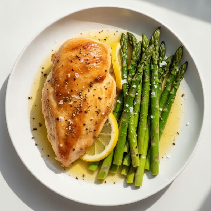 Lemon Herb Roasted Chicken with Asparagus