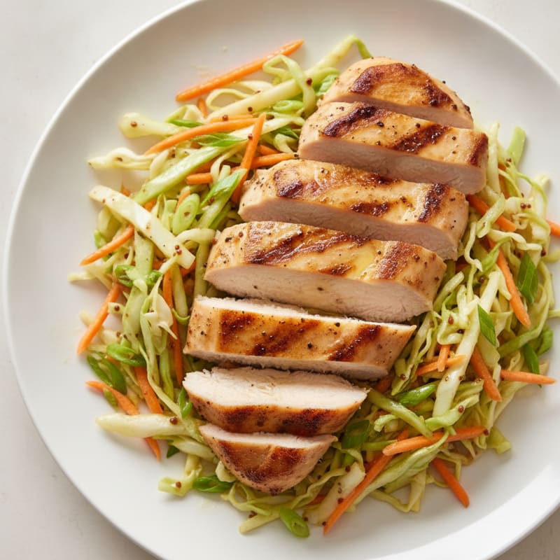 Grilled Chicken Breast with Crunchy Cabbage Slaw