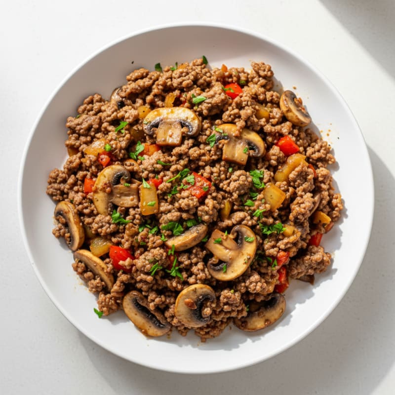 Smoky Ground Beef and Mushroom Skillet