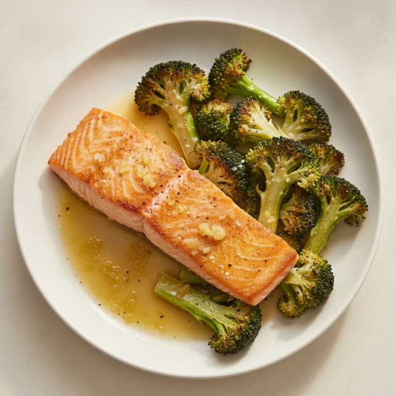 Seared Salmon with Roasted Broccoli and Lemon