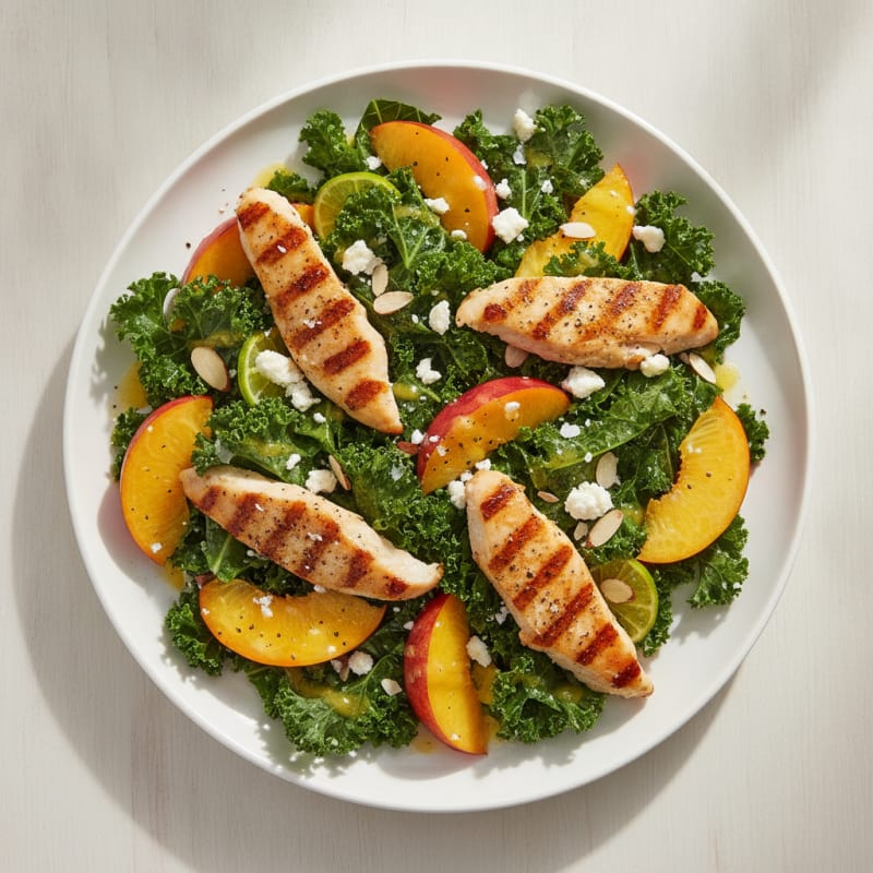 Kale and Peach Salad with Honey-Lime Vinaigrette