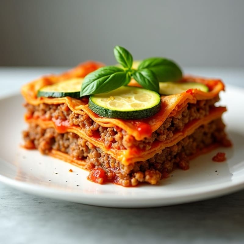 Hearty Lean Ground Beef and Zucchini Lasagna Bake