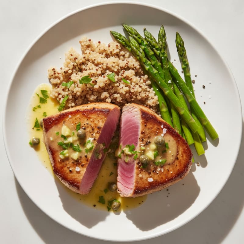 Pan-Seared Tuna with Lemon-Herb Sauce