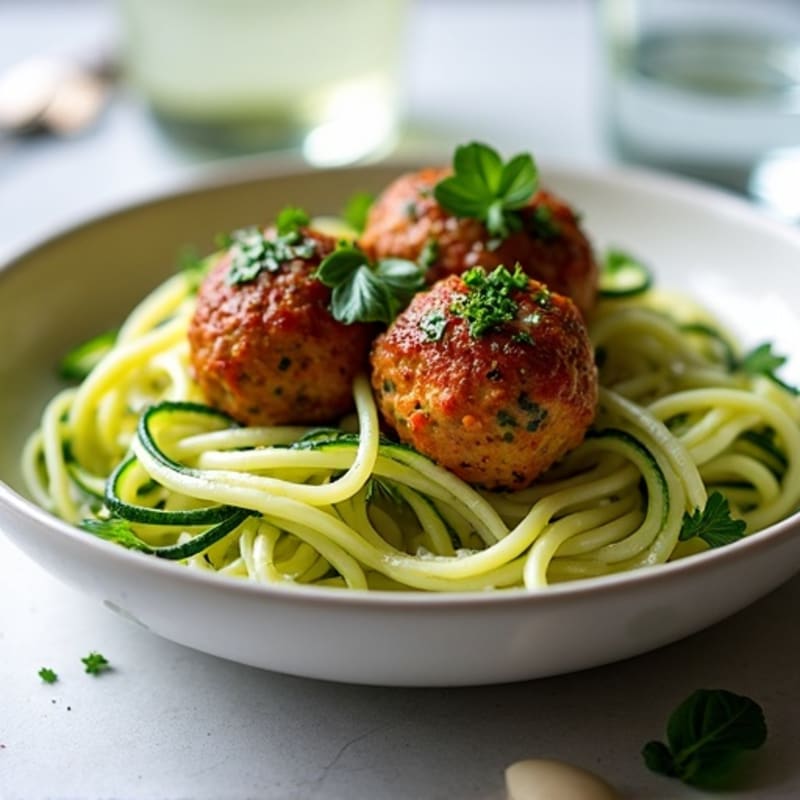 Herb-Garlic Turkey Meatballs with Zucchini Noodles