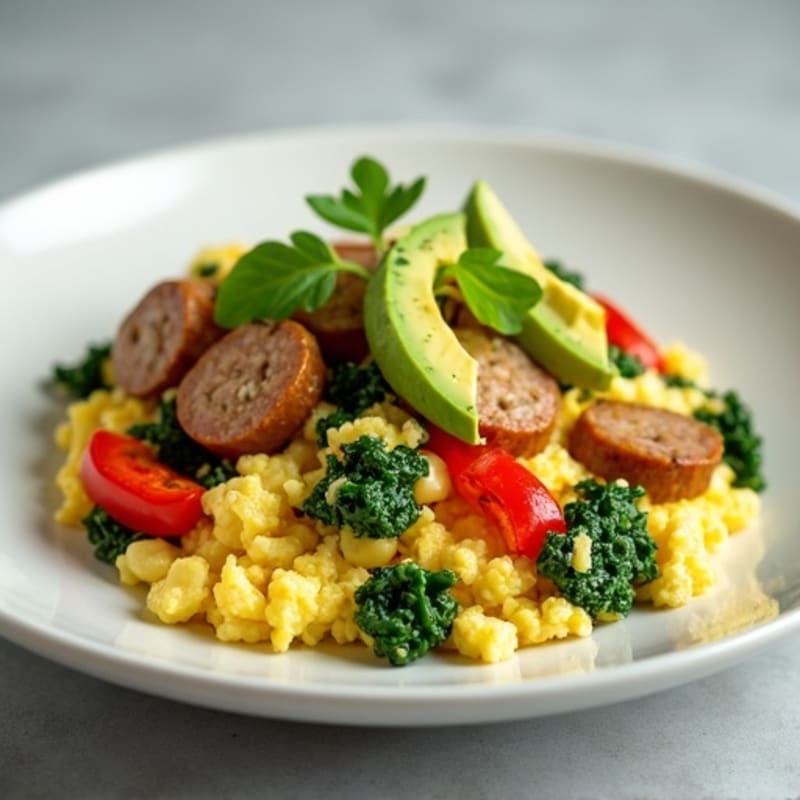 Egg White and Turkey Sausage Scramble with Spinach