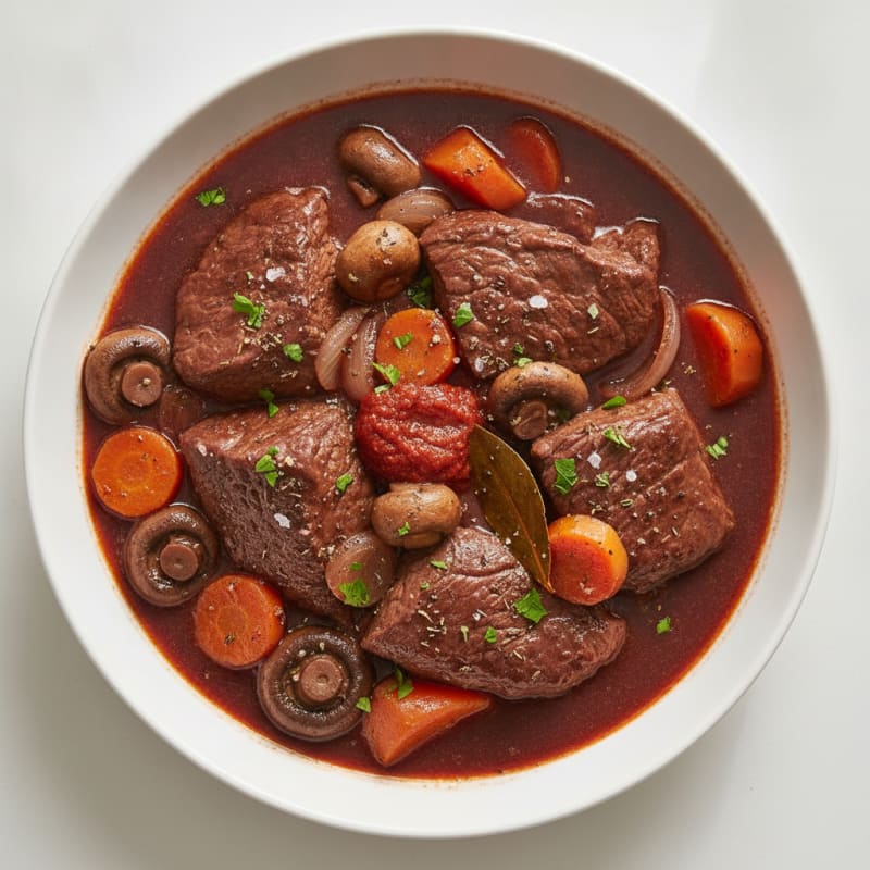 Classic Beef Bourguignon with Mushrooms