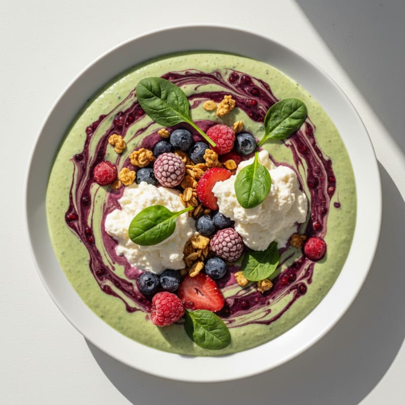 Silky Tofu Protein Smoothie with Spinach and Berries