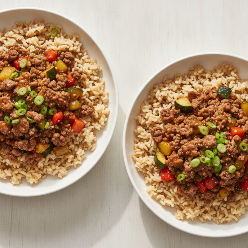 Beef Mince and Vegetable Rice Bowls
