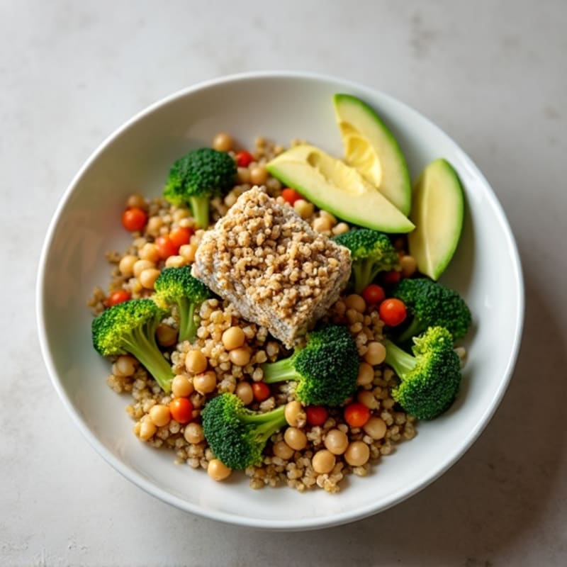 Garbanzo Bean and Broccoli Stir Fry with Protein Bar Crumble