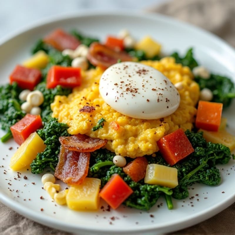 Egg White Scramble with Spinach and Turkey Bacon