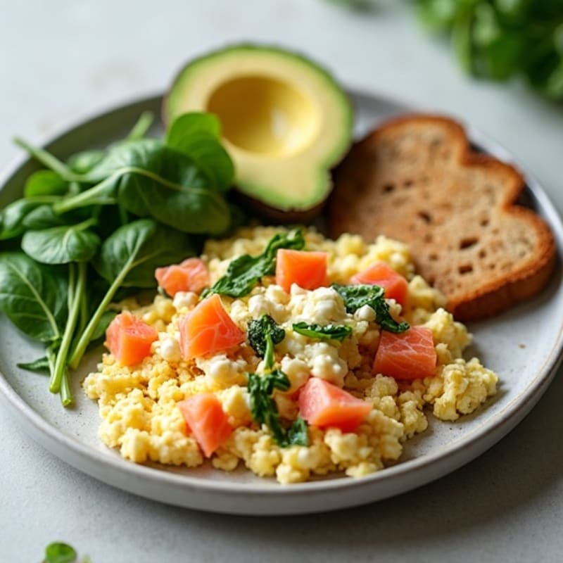 Egg White and Smoked Salmon Scramble with Spinach