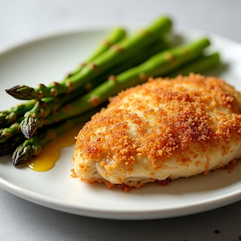 Crispy Baked Buttermilk Chicken with Roasted Asparagus