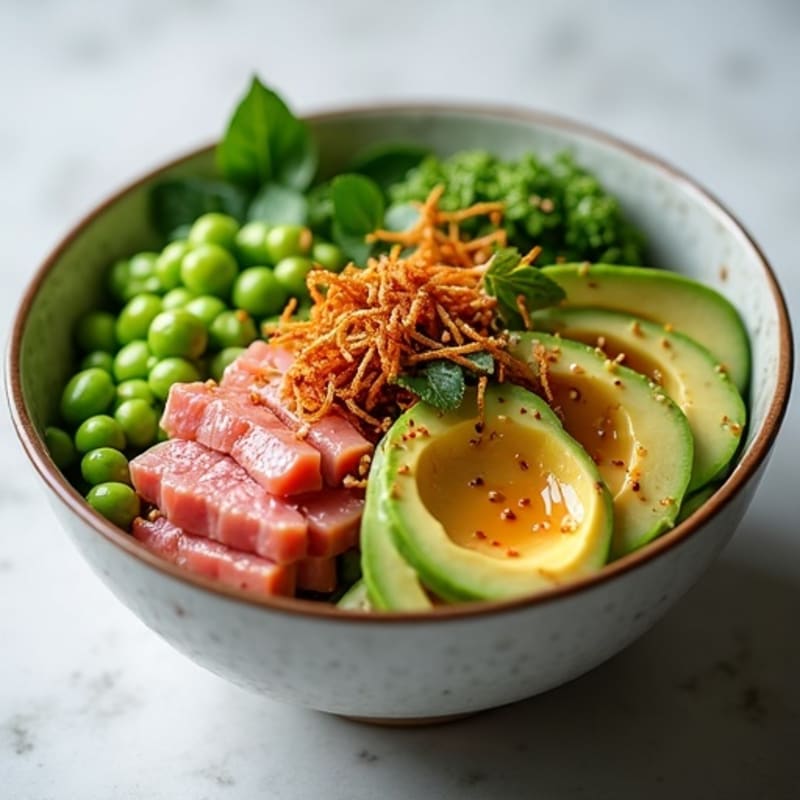 Creamy Spicy Tuna and Avocado Bowl with Crisp Cucumber and Seaweed
