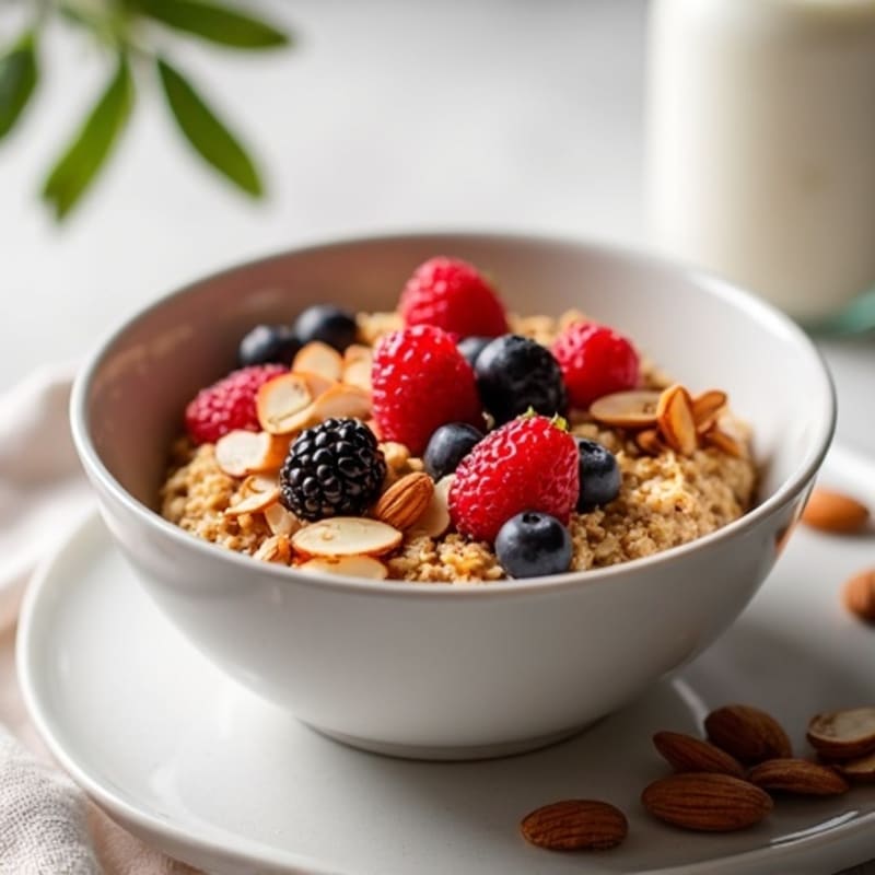 Wholesome Dairy-Free Baked Oatmeal with Fresh Berries and Crunchy Almonds