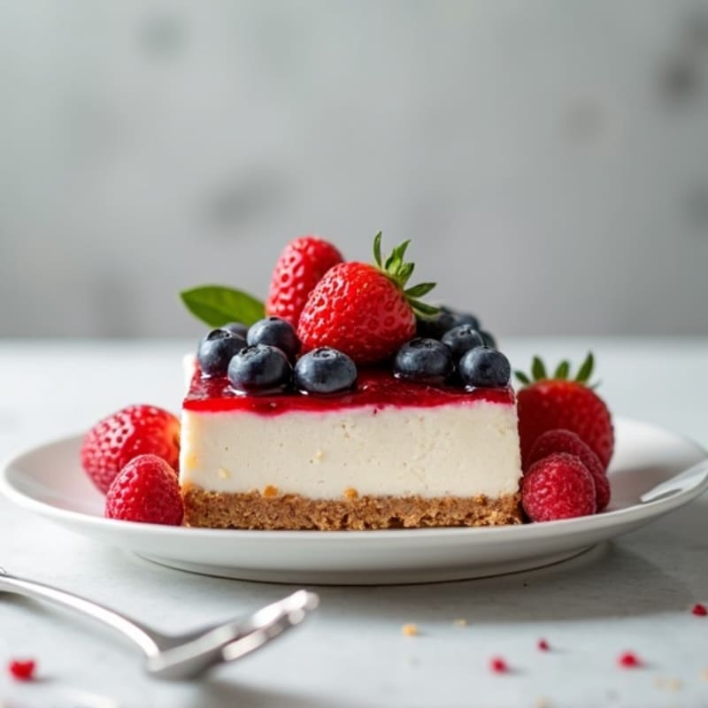 Greek Yogurt Protein Cheesecake with Mixed Berries