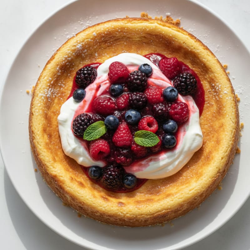 Protein Cheesecake with Greek Yogurt and Berry Compote