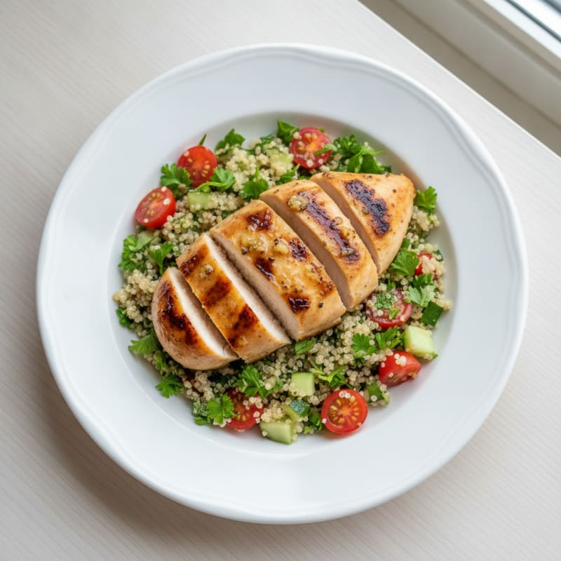 Grilled Lemon Garlic Chicken Breast with Quinoa Salad