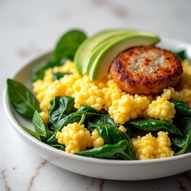 Egg White and Turkey Sausage Scramble with Spinach