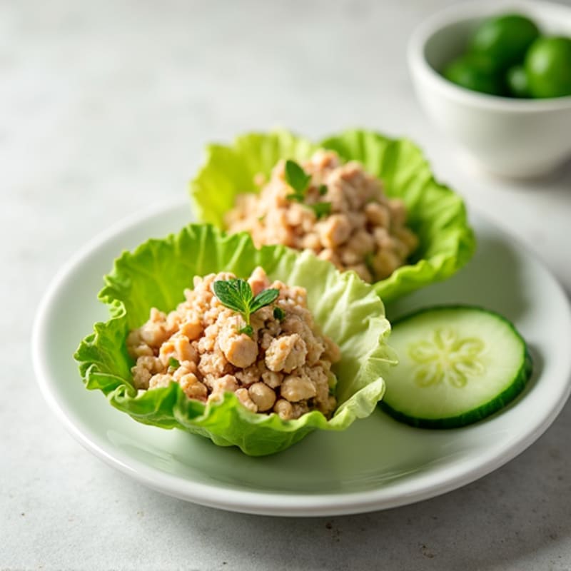 Tuna Salad Lettuce Cups with Sliced Cucumber