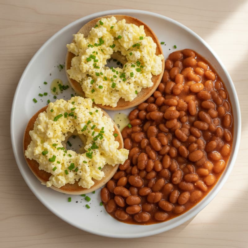 Savory Baked Beans and Egg Bagel