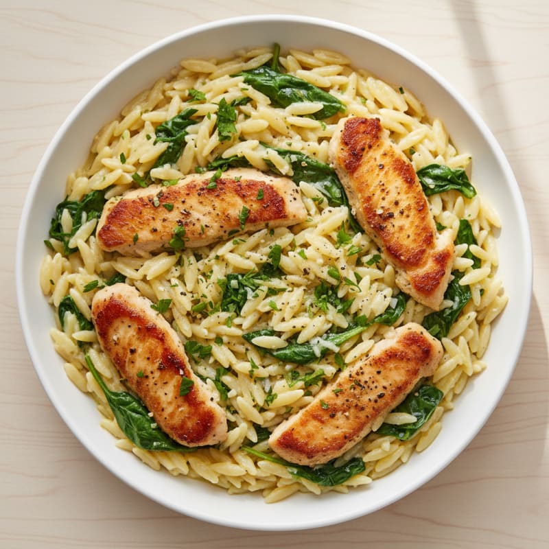Creamy Lemon-Herb Chicken Orzo Skillet