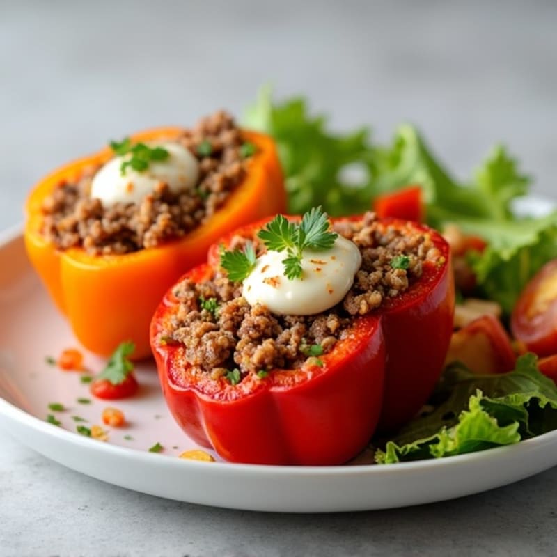 Ground Beef and Quinoa Stuffed Peppers