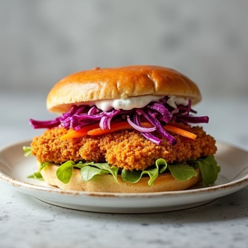 Crispy Baked Chicken Sandwich with Greek Yogurt Slaw