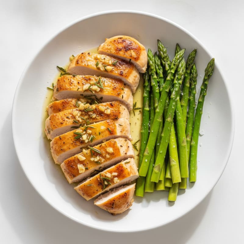 Garlic Herb Roasted Chicken with Asparagus