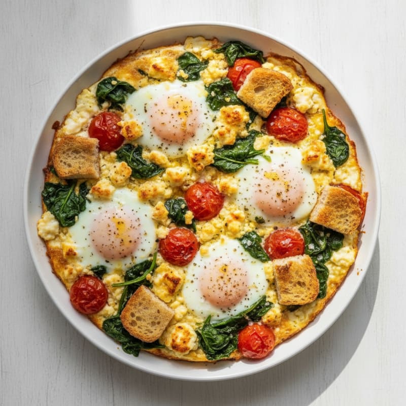 Baked Feta Egg Spinach